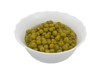 canned green peas in glass chalice