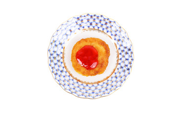 Thick pancake with the currant jam