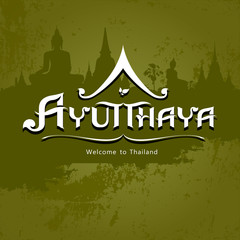 Ayutthaya Province message text design background - obrazy, fototapety, plakaty