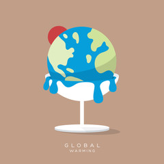 Global Warming Ice cream earth melts