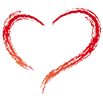 Rotes Herz - Kreidestich - Linie, Symbol der Liebe, Hochzeit, Heirat, Valentine, Valentinstag, Taufe, Firmumg, Konfirmation, Treue, Verbundenheit, Vektor isoliert