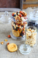 nut mix in glass jars