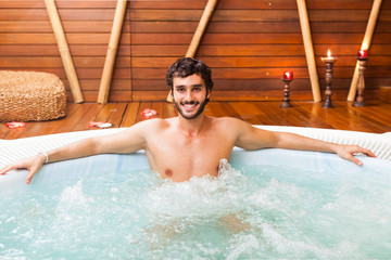 Man relaxing in a beauty farm