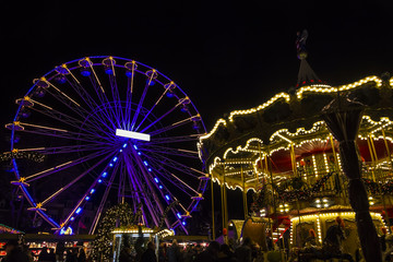 Turning Ferris wheel on achristmas market, Maastricht, the Nethe