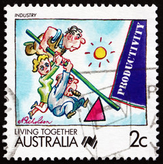 Postage stamp Australia 1988 Industry, Living Together