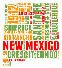 New Mexico USA state map tag cloud