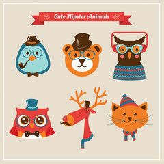 Cute fashion Hipster Animals