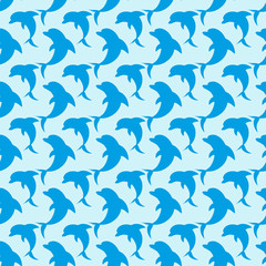 Vector pattern made with blue dolphins
