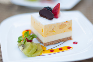 closed up mango cheesecake