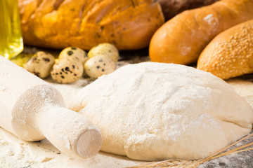 flour, eggs, white bread, wheat ears
