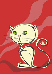 Cute kitty simple line art