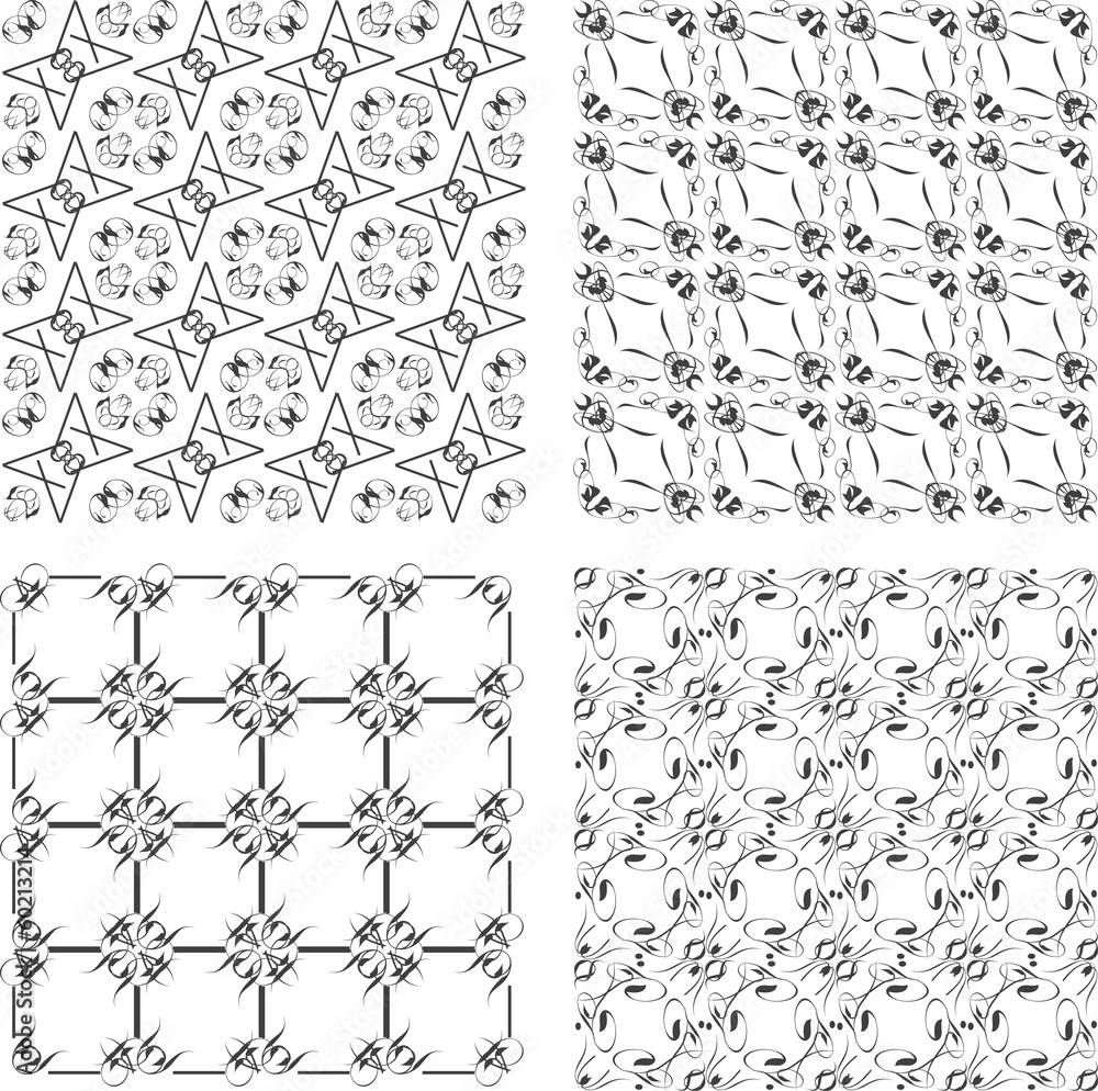 Poster seamless patterns set