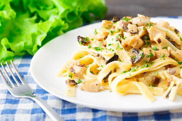 Pasta with chicken and mushroom