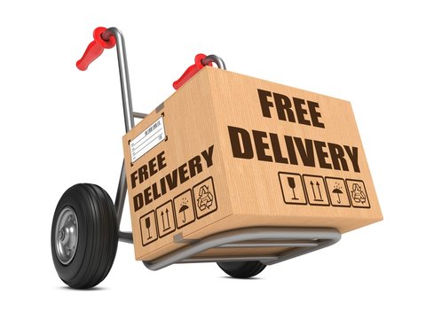 Free Delivery - Cardboard Box on Hand Truck.
