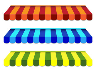 set of striped awnings