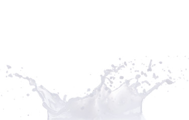 Pouring milk splash on white background