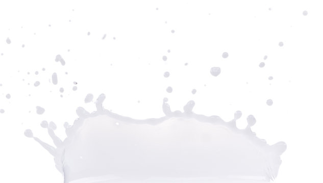 Pouring milk splash on white background