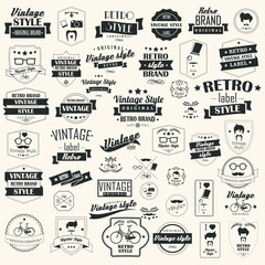 Fototapeta na wymiar Set of vintage retro labels, stamps, ribbons, marks, vector