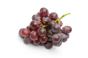 Fresh red grapes isolated on white