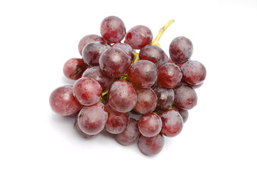 Fresh red grapes isolated on white