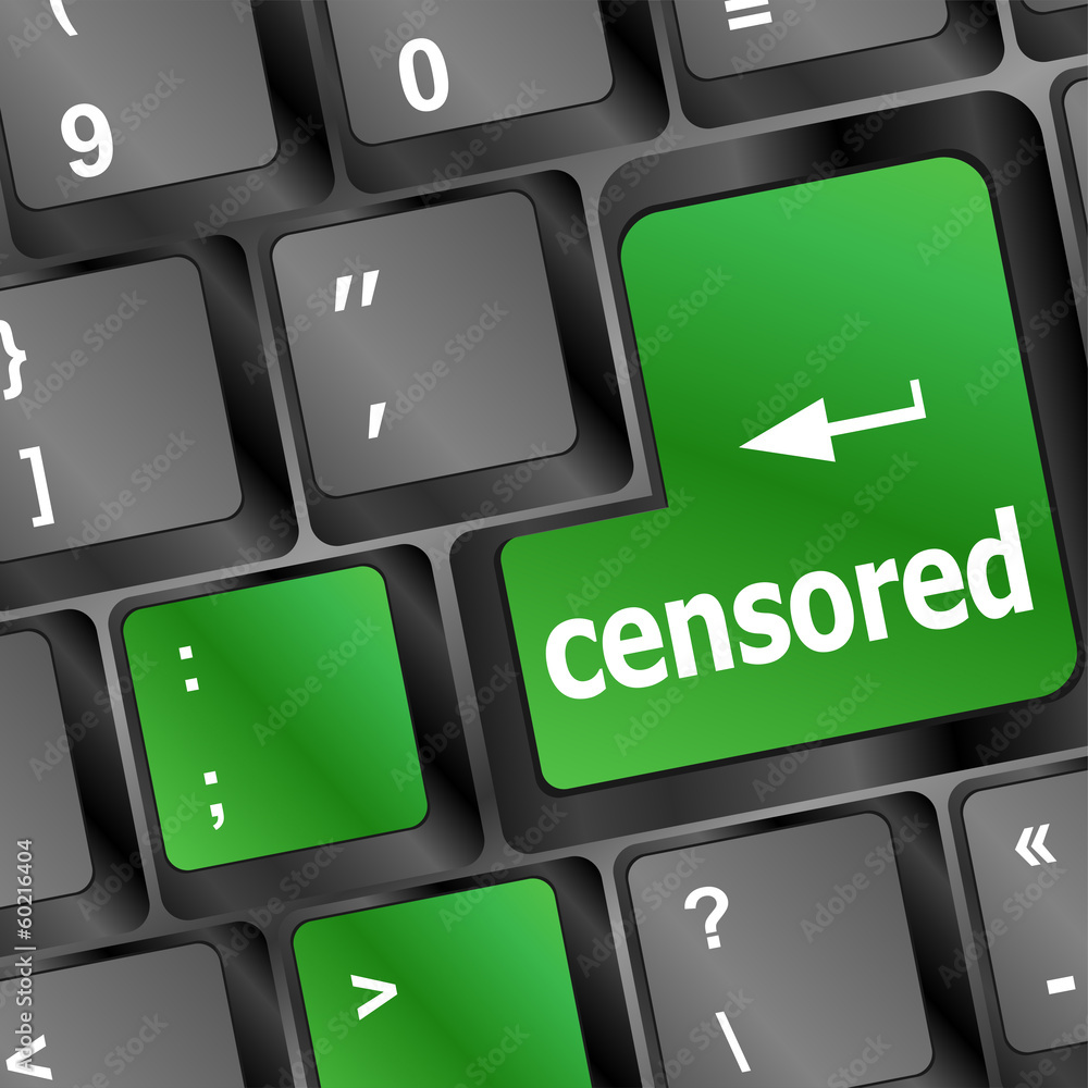 Poster censored word on computer keyboard pc key