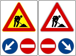 CARTELLO SEGNALE LAVORI DEVIAZIONE OBBLIGATORIA