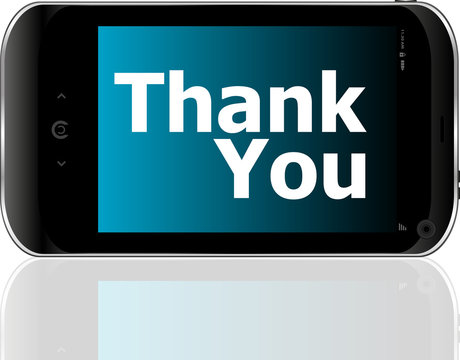 smart phone with thank you word