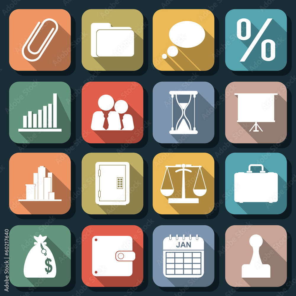 Poster flat web icons vector set 6