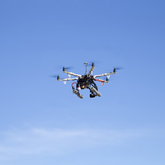 Octacopter drone flying