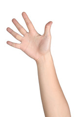 hand sign posture number five isolated