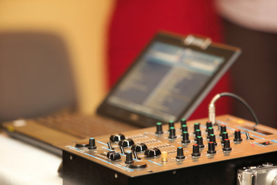 Sound mixer control panel audio mixing console