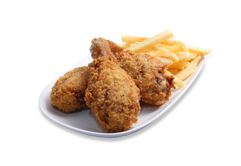 Fried chicken with potato chips