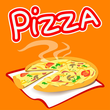 Pizza on a bright background
