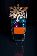 Shopping Cart for Christmas Sale isolated in black