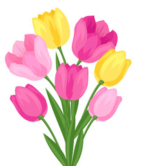 Bouquet of flowers tulips on white background.