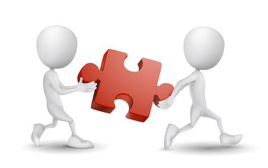 two people carried a puzzle