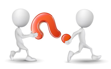 two people carried a question mark