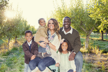 Beautiful Multi Ethnic Family Portrait Outdoors