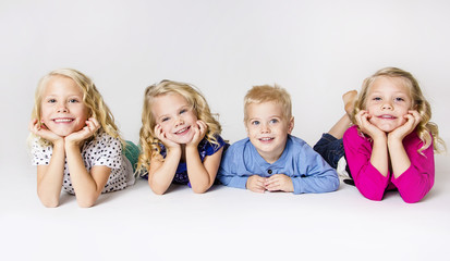 Four Smiling Little kids Portrait