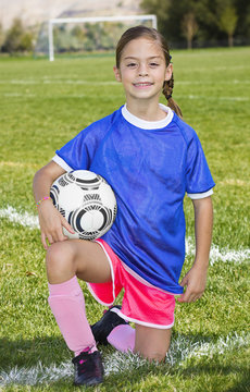 Cute little Soccer player portrait (girl)
