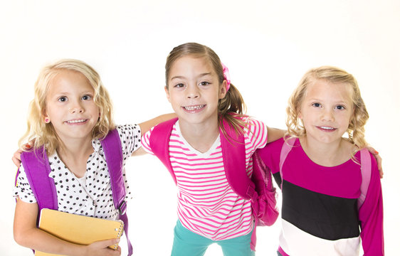Group of Cute little girls going to school