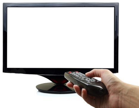 3D blank tv display with hand and remote control