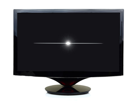 3D black tv display turned off isolated on white