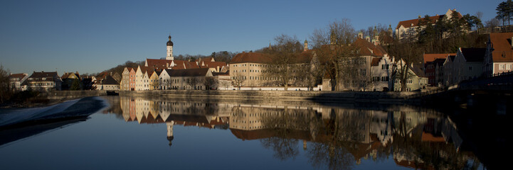 Fototapeta premium Reflection of Landsberg am Lech