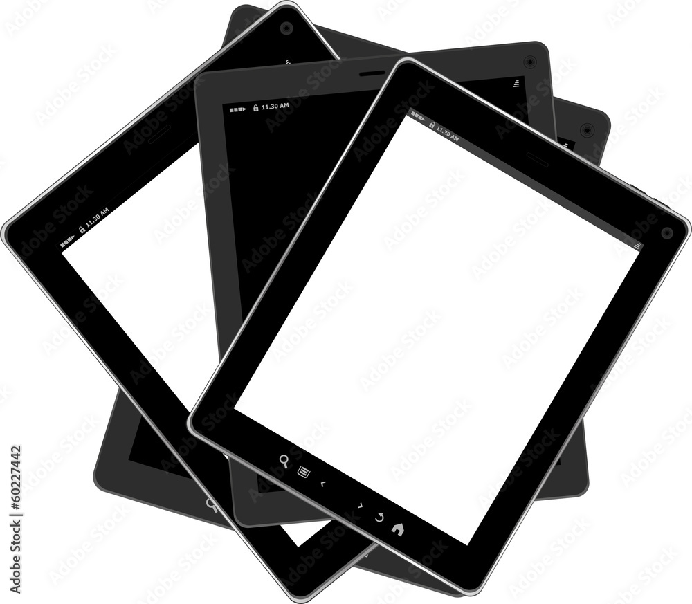 Poster set of tablet pc computers with blank screen