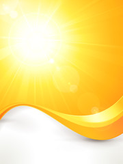 Vibrant hot vector summer sun with lens flare and wave pattern