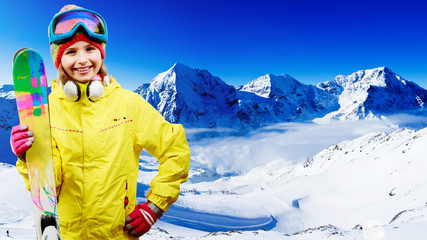 Fototapeta na wymiar Ski, winter fun - lovely skier girl enjoying ski holiday