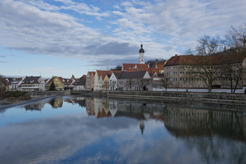 Fototapeta premium Reflection of Landsberg am Lech