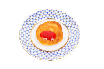 Thick pancake with the currant jam