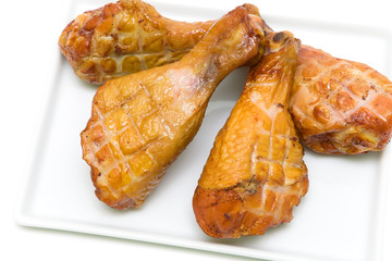roasted chicken legs closeup